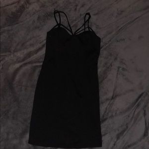 Strappy black mini dress